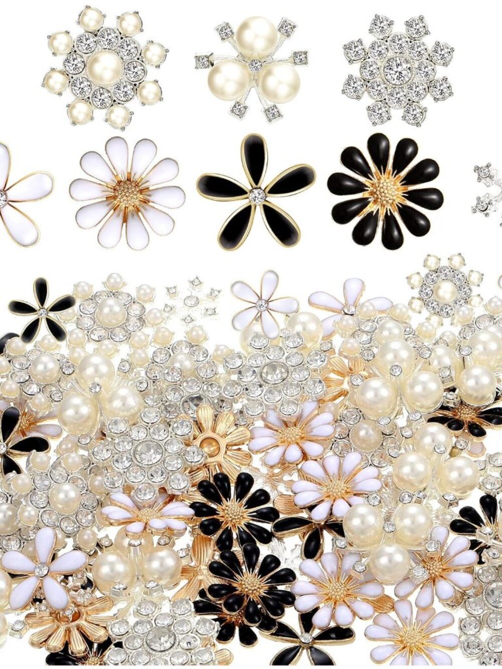 80 Pieces Rhinestone Buttons Embellishments Buttons Faux Pearl Button Flat Back